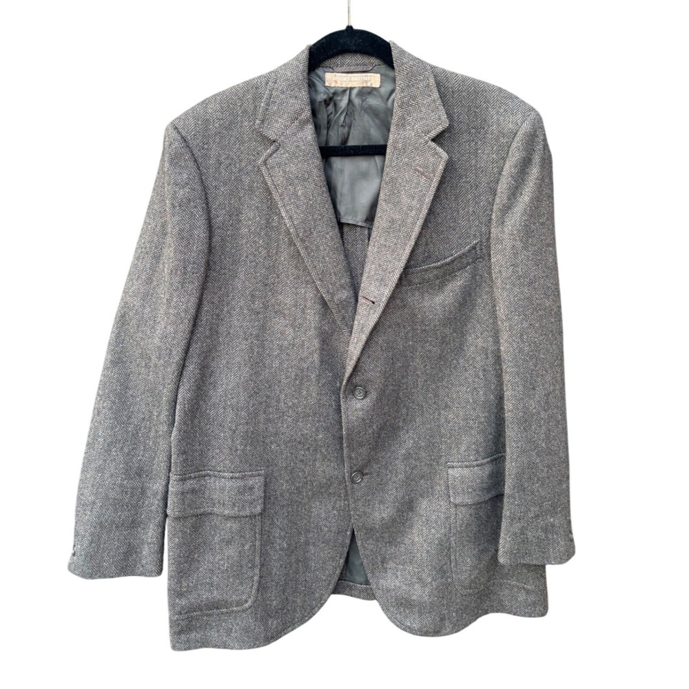 Vtg 70s Brooks Brothers Blazer Mens 42 Tweed Herringbone Wool 2 Button Coat
